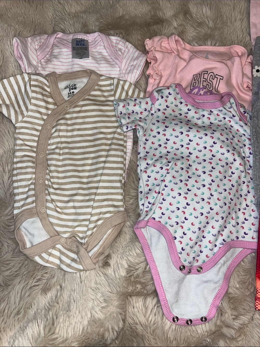 adidas Baby Girls Pink, Beige & White One-Piece Bodysuit Set